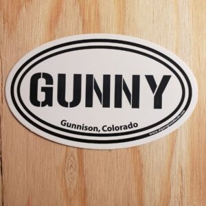 Gunny Gunnison Colorado black and white oval decal
