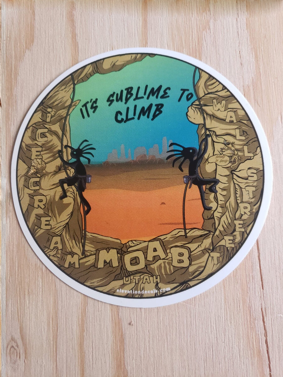 Moab Rock Climbing round 4"x4" vinyl sticker