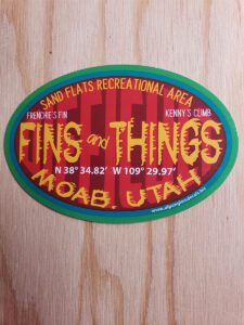 Fins and Things crawler sticker Moab Utah