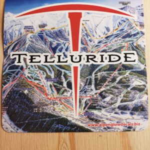 Telluride Ski Map sticker with ice pick 4"x4"
