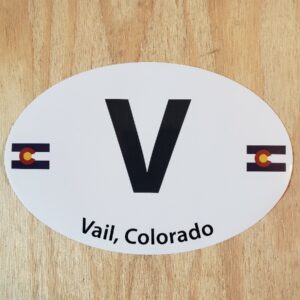 Vail Colorado Black and White Oval Sticker