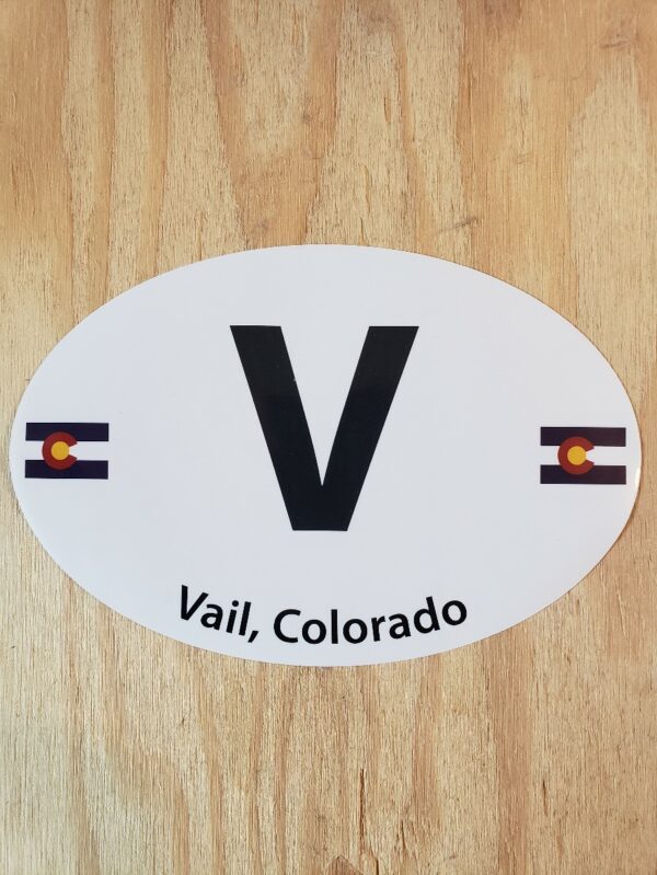 Vail Colorado Black and White Oval Sticker