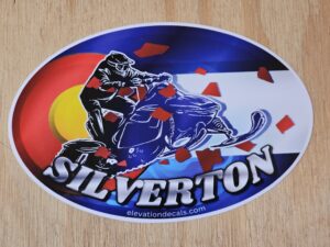 Silverdale snowmobile rider with Colorado flag 