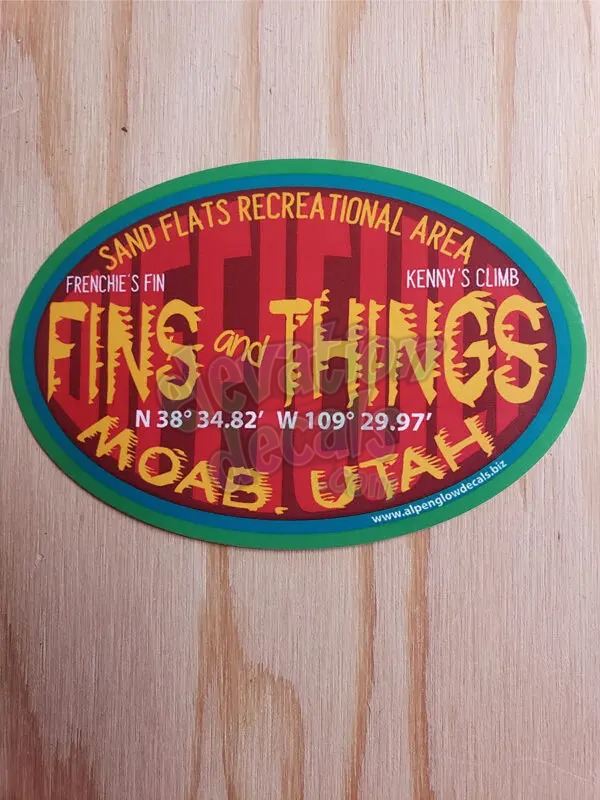 Fins and Things crawler sticker Moab Utah