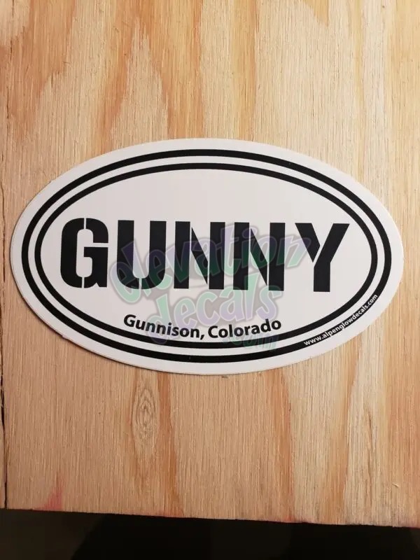 Gunny Gunnison Colorado black and white oval decal